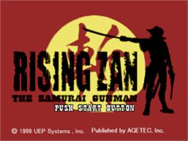 Title screen of Rising Zan: The Samurai Gunman on the Sony Playstation.