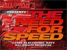 Title screen of Road and Track Presents - The Need for Speed on the Sony Playstation.