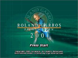 Title screen of Roland Garros French Open 2001 on the Sony Playstation.