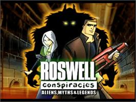 Title screen of Roswell Conspiracies - Aliens, Myths And Legends on the Sony Playstation.
