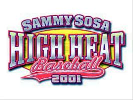Title screen of Sammy Sosa High Heat Baseball 2001 on the Sony Playstation.