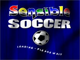 Title screen of Sensible Soccer on the Sony Playstation.