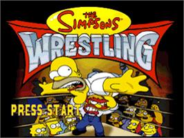 Title screen of Simpsons Wrestling, The on the Sony Playstation.
