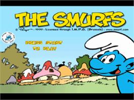 Title screen of Smurfs, The on the Sony Playstation.