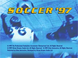 Title screen of Soccer '97 on the Sony Playstation.