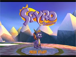Title screen of Spyro the Dragon on the Sony Playstation.