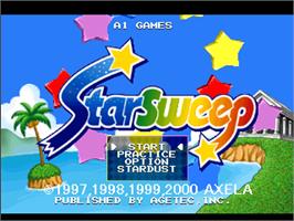 Title screen of Star Sweep on the Sony Playstation.