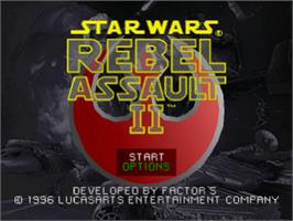 Title screen of Star Wars: Rebel Assault II - The Hidden Empire on the Sony Playstation.
