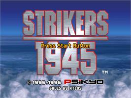 Title screen of Strikers 1945 on the Sony Playstation.