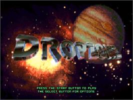 Title screen of Super Dropzone - Intergalactic Rescue Mission on the Sony Playstation.