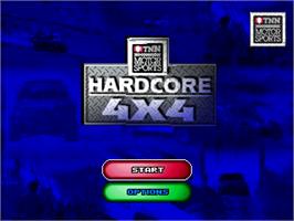 Title screen of TNN Motor Sports Hardcore 4x4 on the Sony Playstation.