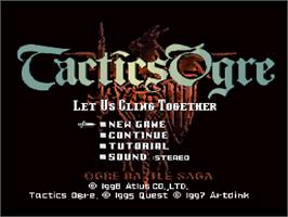 Title screen of Tactics Ogre on the Sony Playstation.