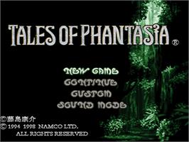 Title screen of Tales of Phantasia on the Sony Playstation.