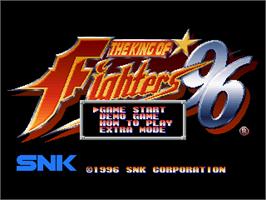 Title screen of The King of Fighters '96 on the Sony Playstation.
