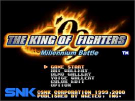 Title screen of The King of Fighters '99 on the Sony Playstation.