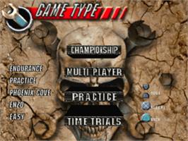Title screen of Thunder Truck Rally on the Sony Playstation.