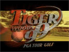 Title screen of Tiger Woods 99 Pga Tour Golf on the Sony Playstation.