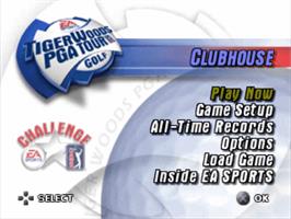 Title screen of Tiger Woods Pga Tour Golf on the Sony Playstation.