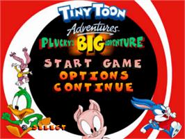 Title screen of Tiny Toon Adventures: Plucky's Big Adventure on the Sony Playstation.