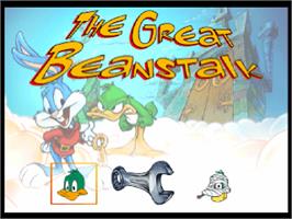 Title screen of Tiny Toon Adventures: The Great Beanstalk on the Sony Playstation.