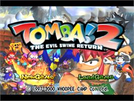 Title screen of Tombi! 2 on the Sony Playstation.