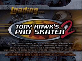 Title screen of Tony Hawk's Pro Skater 2 on the Sony Playstation.