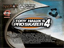 Title screen of Tony Hawk's Pro Skater 4 on the Sony Playstation.