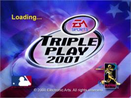 Title screen of Triple Play 2001 on the Sony Playstation.