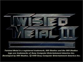 Title screen of Twisted Metal 3 on the Sony Playstation.