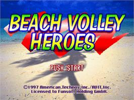 Title screen of V-Ball: Beach Volley Heroes on the Sony Playstation.