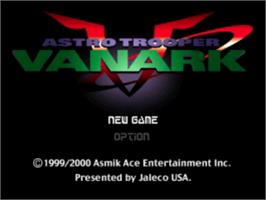 Title screen of Vanark on the Sony Playstation.