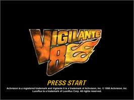 Title screen of Vigilante 8 on the Sony Playstation.