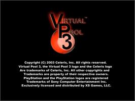 Title screen of Virtual Pool 3 on the Sony Playstation.