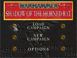 Title screen of Warhammer - Shadow Of The Horned Rat on the Sony Playstation.