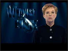 Title screen of Weakest Link, The on the Sony Playstation.