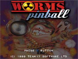 Title screen of Worms Pinball on the Sony Playstation.