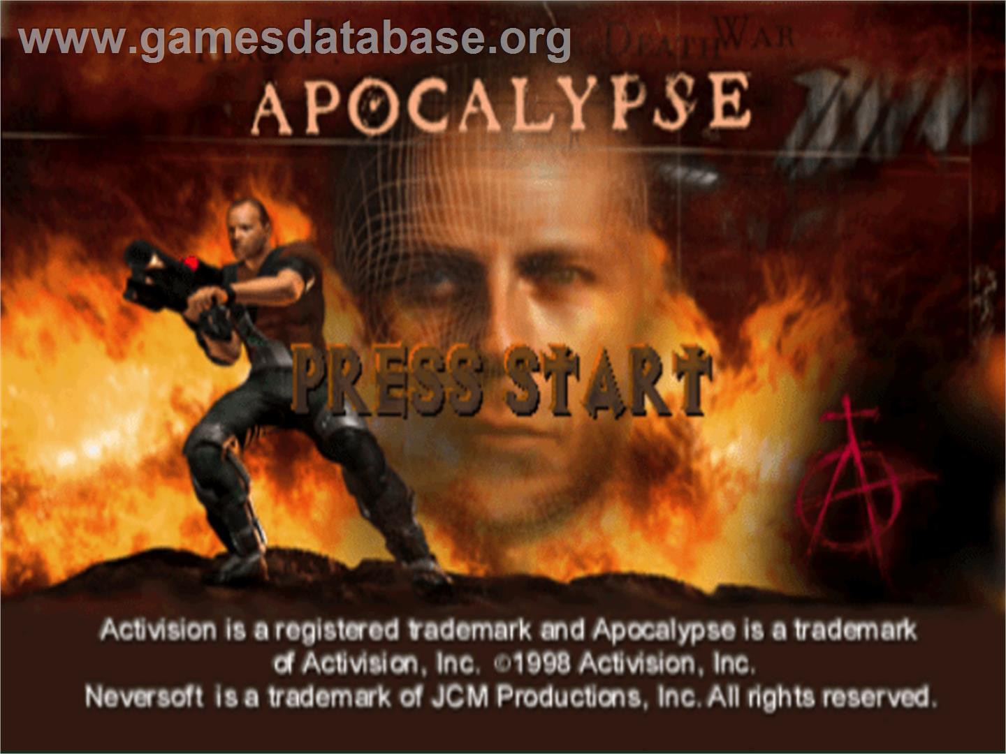 Apocalypse - Starring Bruce Willis - Sony Playstation - Artwork - Title Screen
