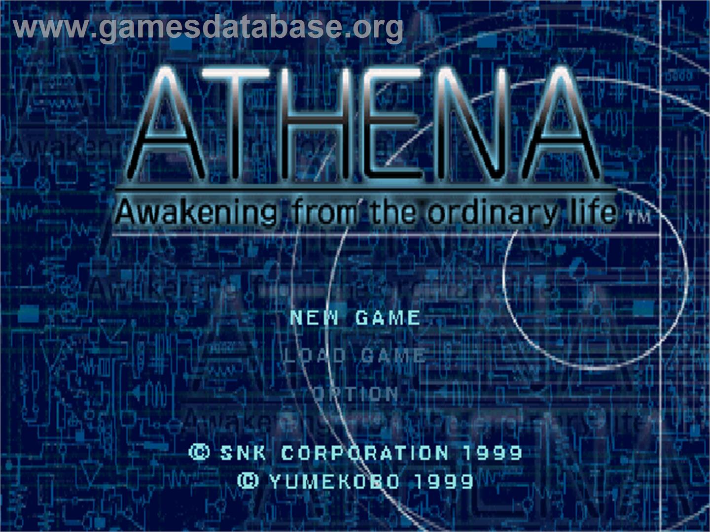 Athena: Awakening from the Ordinary Life - Sony Playstation - Artwork - Title Screen