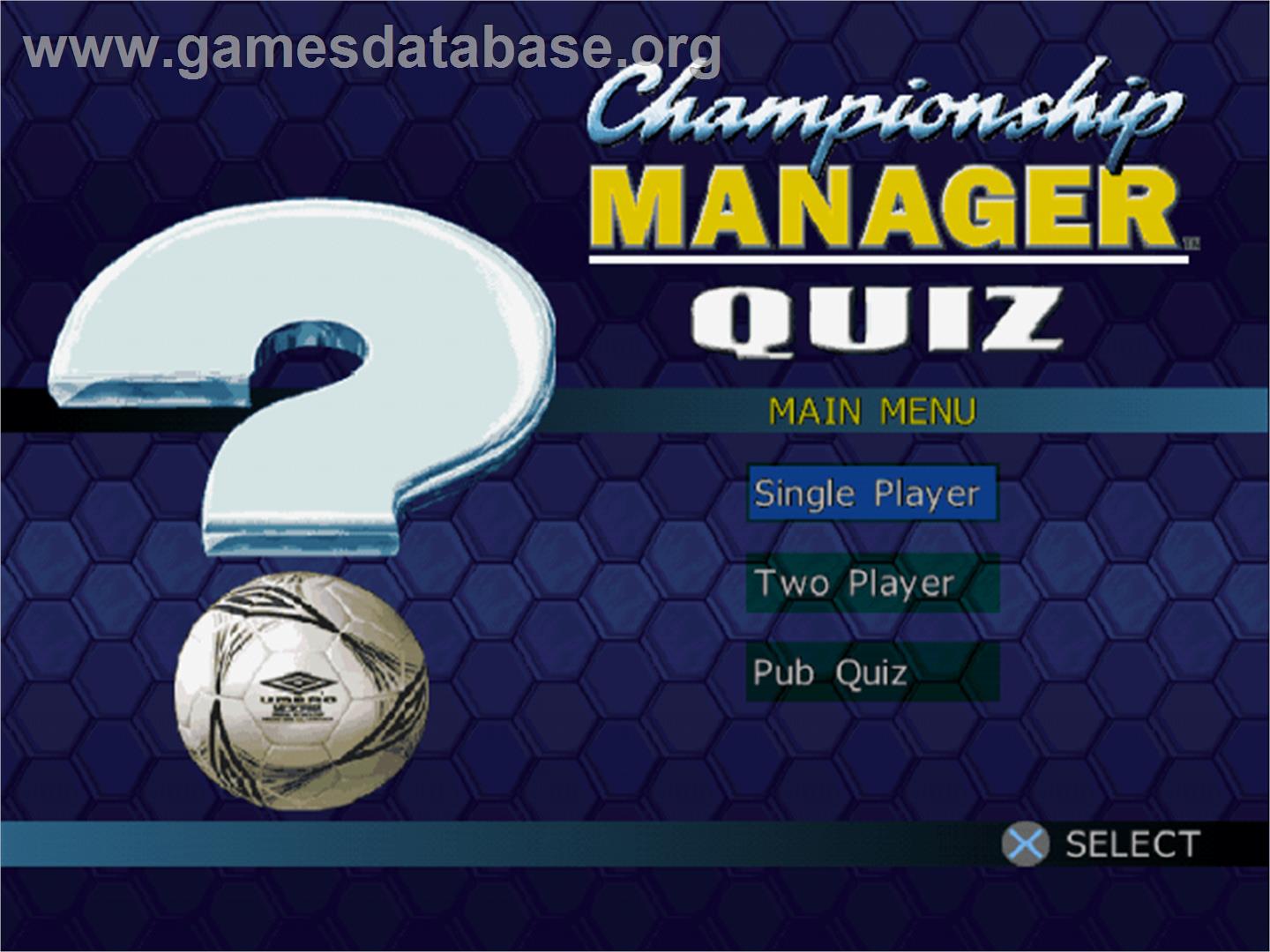 Championship Manager Quiz - Sony Playstation - Artwork - Title Screen