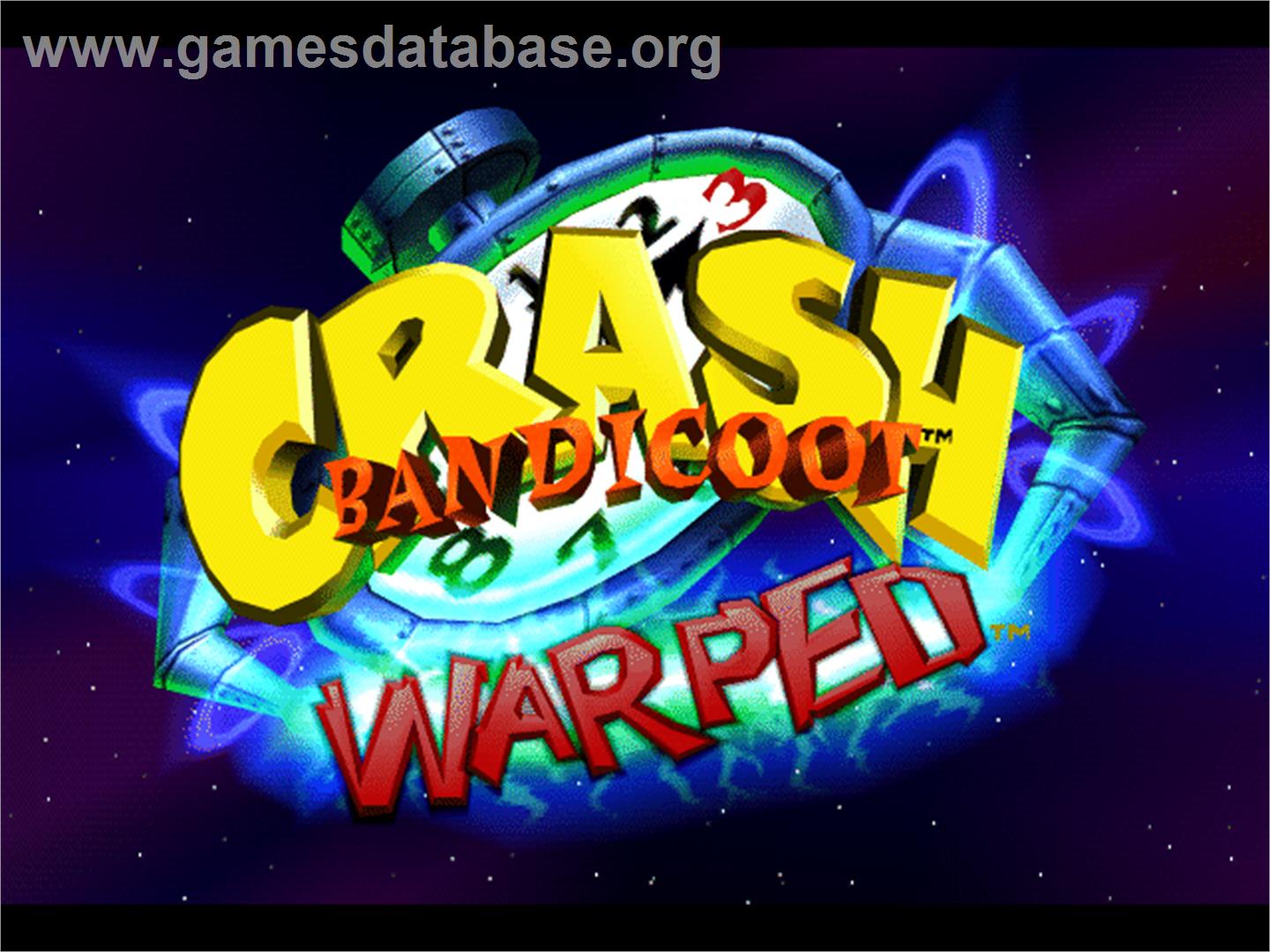 Crash Bandicoot 3 - Warped - Sony Playstation - Artwork - Title Screen