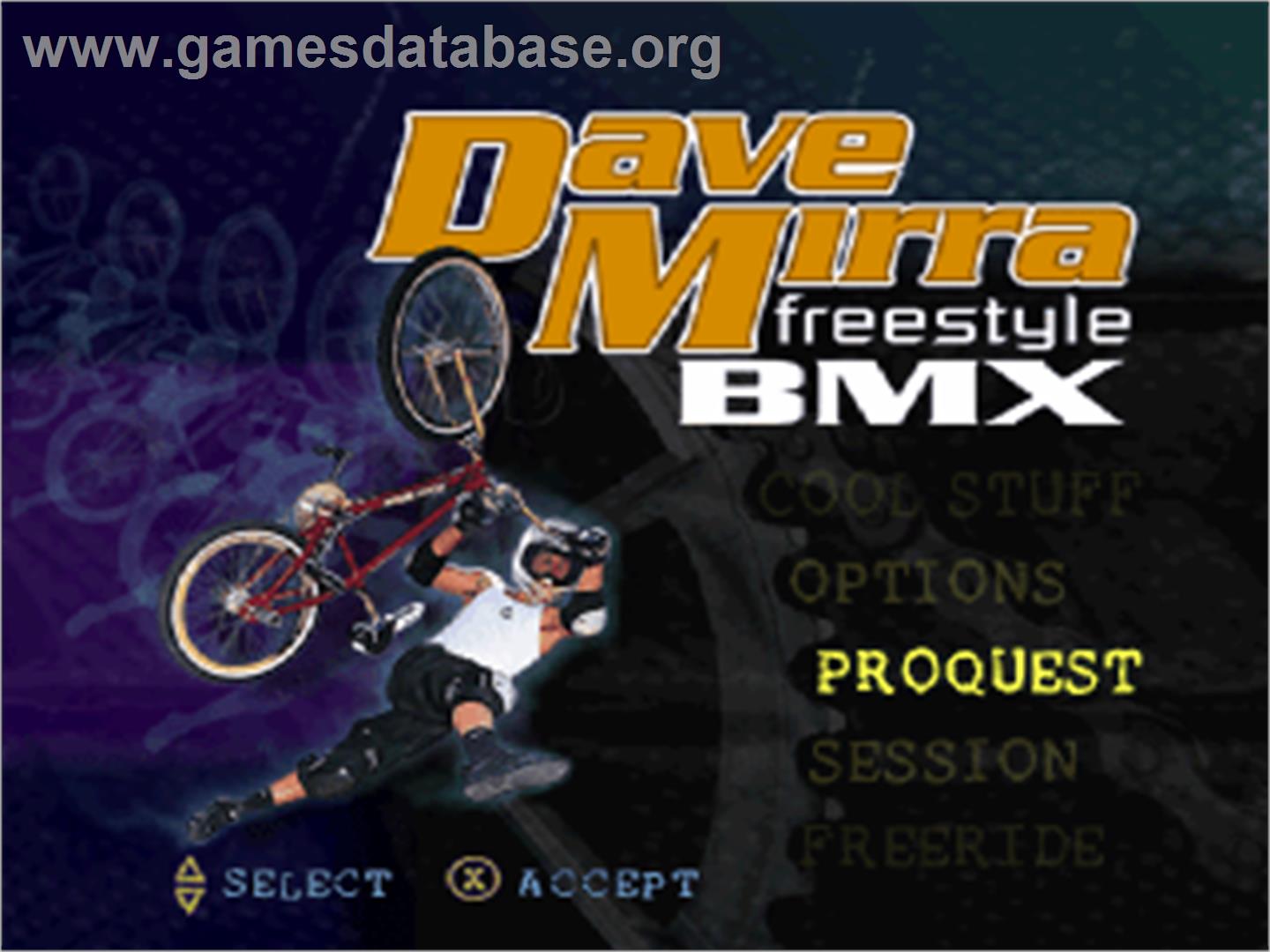 Dave Mirra Freestyle BMX: Maximum Remix - Sony Playstation - Artwork - Title Screen