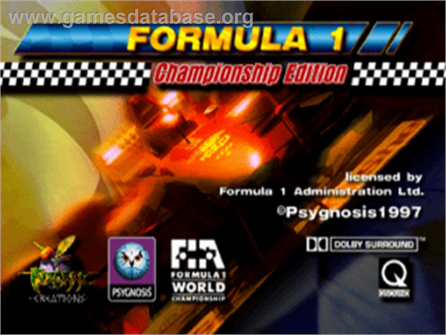 Formula 1 Championship Edition - Sony Playstation - Artwork - Title Screen