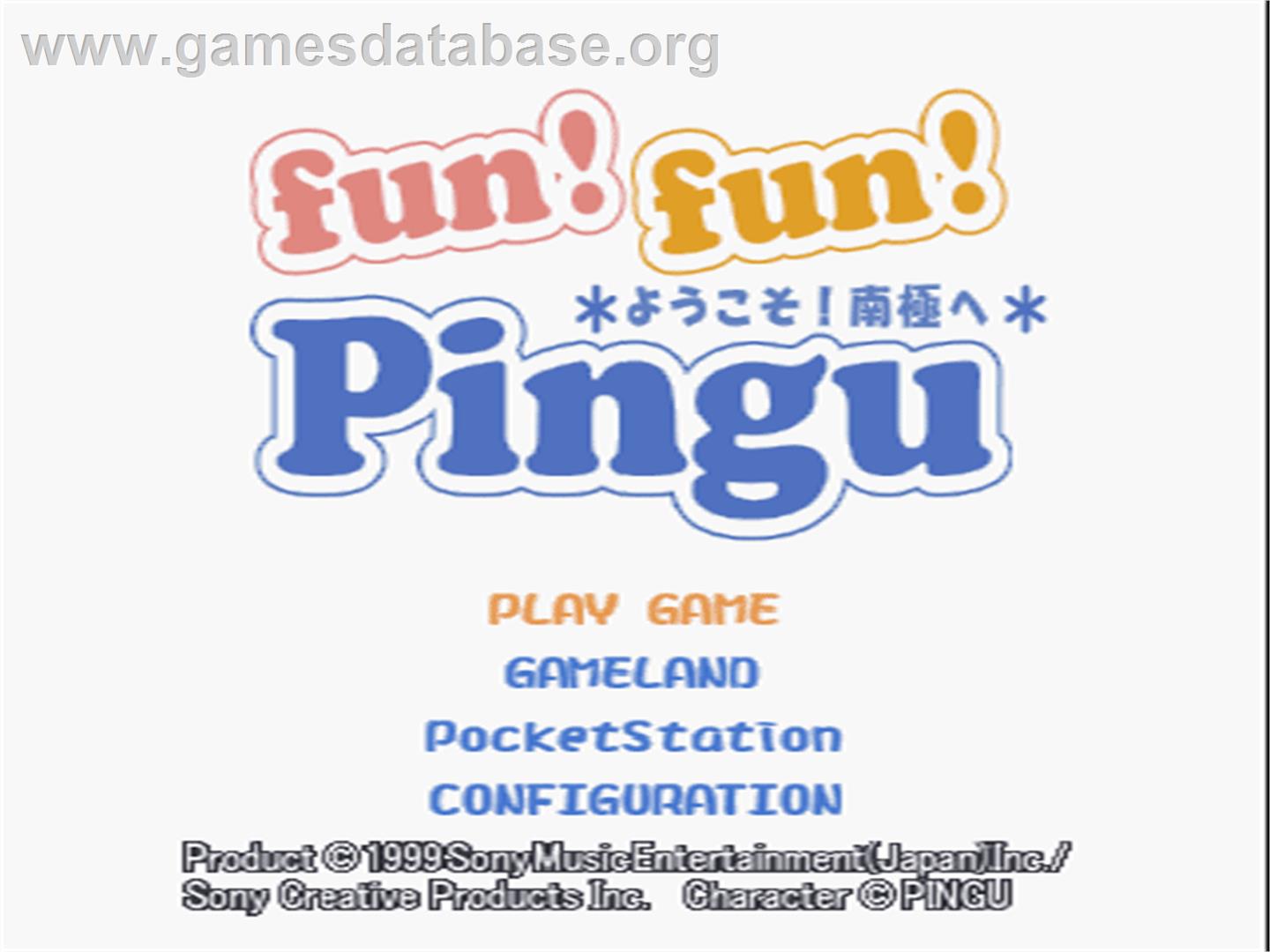 Fun! Fun! Pingu - Youkoso! Nankyoku E - Sony Playstation - Artwork - Title Screen