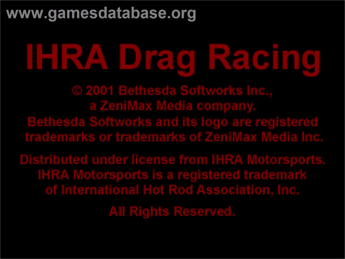 Ihra Motorsports Drag Racing - Sony Playstation - Artwork - Title Screen