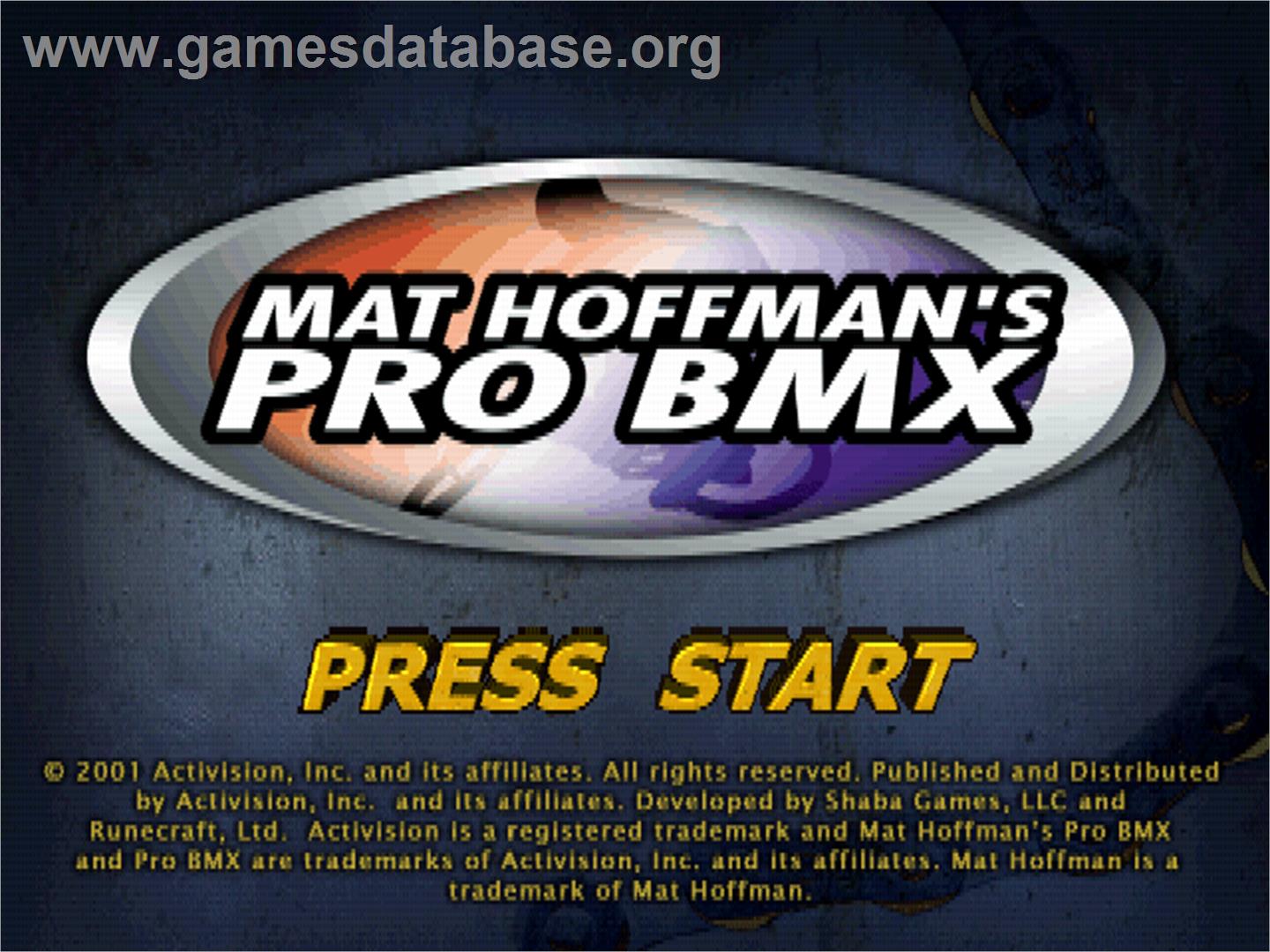 Mat Hoffman's Pro Bmx - Sony Playstation - Artwork - Title Screen