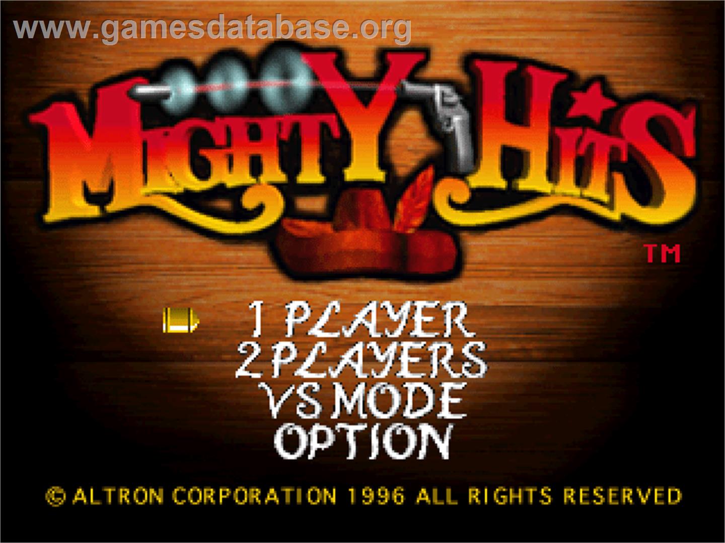 Mighty Hits - Sony Playstation - Artwork - Title Screen
