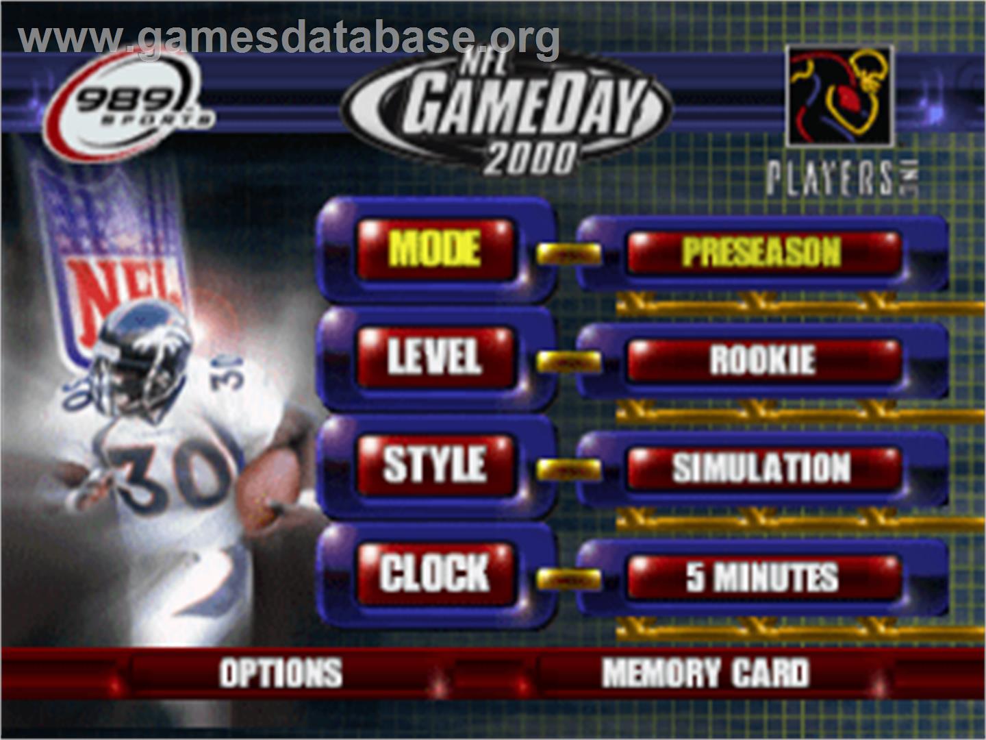 NFL GameDay 2000 - Sony Playstation - Artwork - Title Screen