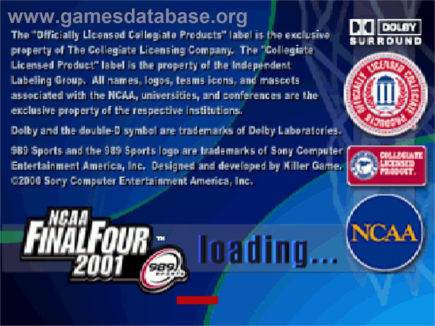 Ncaa Final Four 2001 - Sony Playstation - Artwork - Title Screen