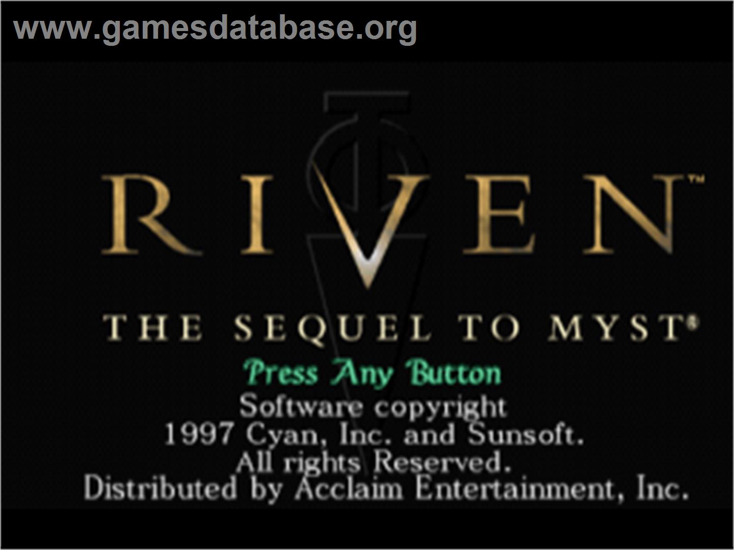 Riven: The Sequel to Myst - Sony Playstation - Artwork - Title Screen