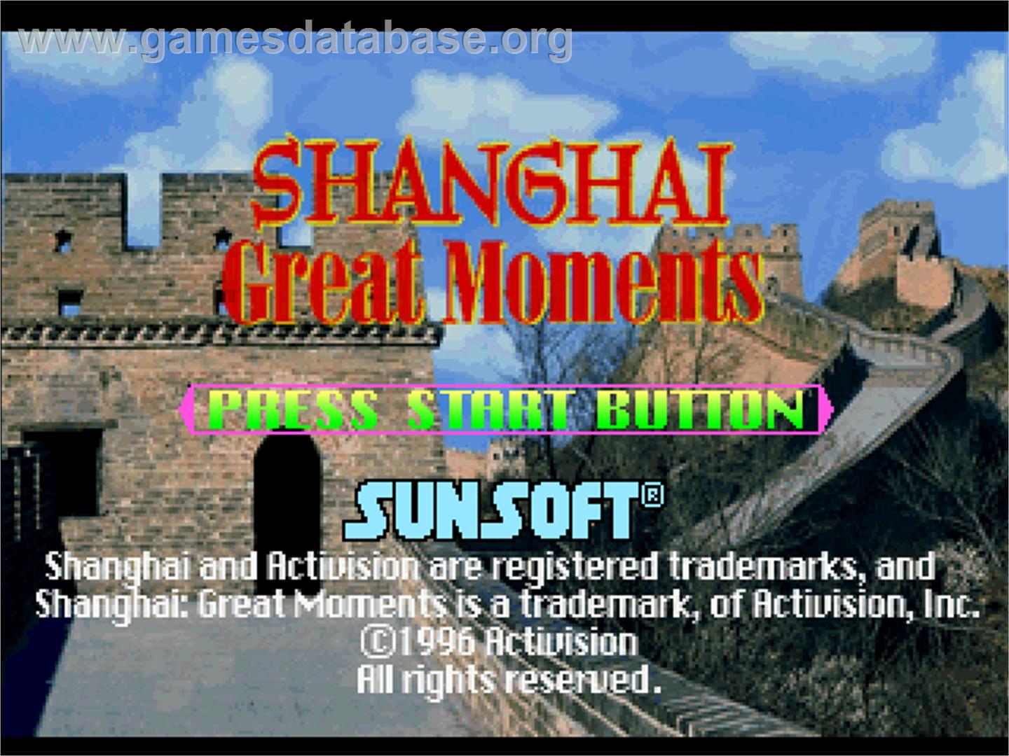 Shanghai - Great Moments - Sony Playstation - Artwork - Title Screen